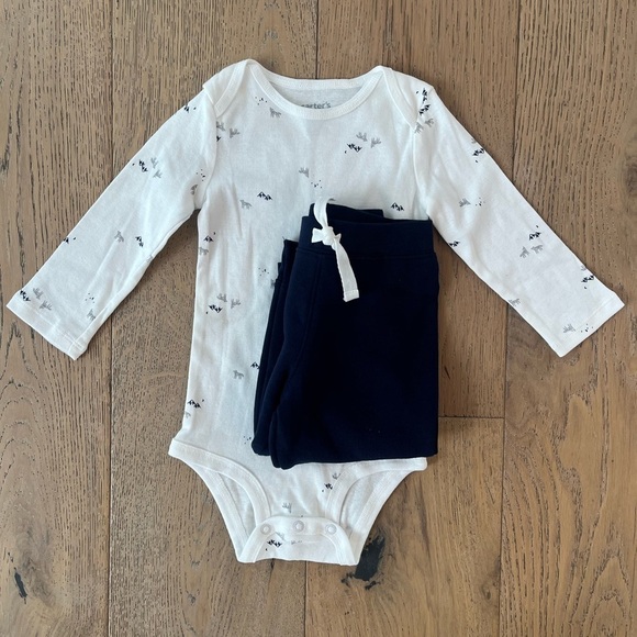 Carter's Other - Carters Baby Boy 18 month Long Sleeve Pant Set Navy White Outdoors Nature